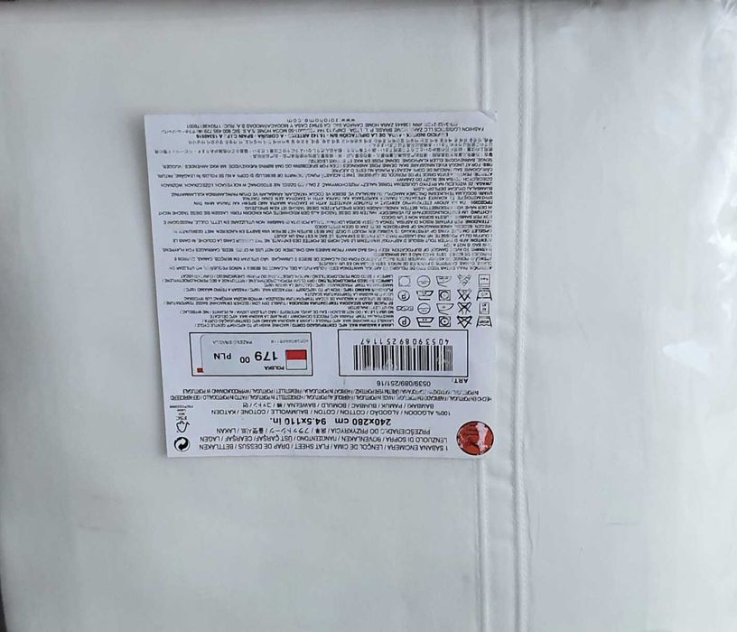 ZARA HOME prześcieradło wierzchnie 240x280 100% bawełna satynowa