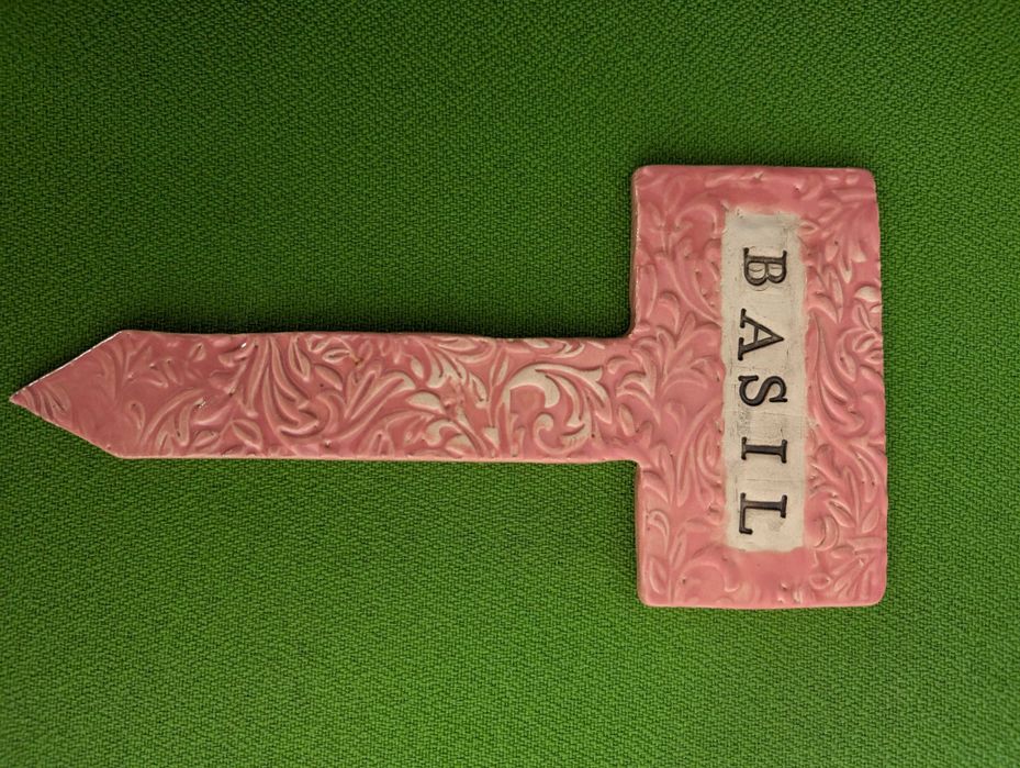 Tabliczka ogrodowa znacznik ogrodowy do ziół basil bazylia hand made