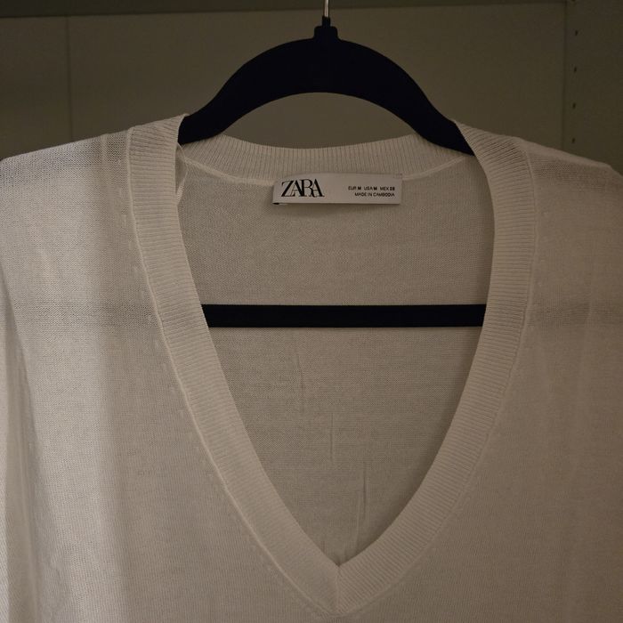 Bluzka Zara biała oversize bawełna wiskoza luźny krój