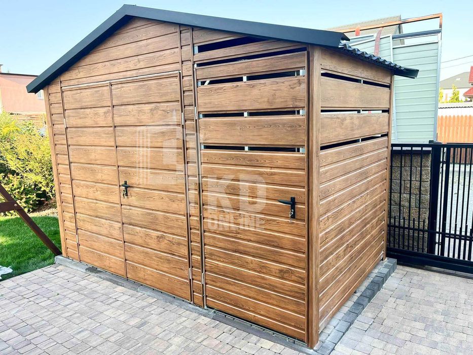 Schowek Domek Ogrodowy 2X2M + Wiata 1M Brama Drzwi Blachodach Tkd271