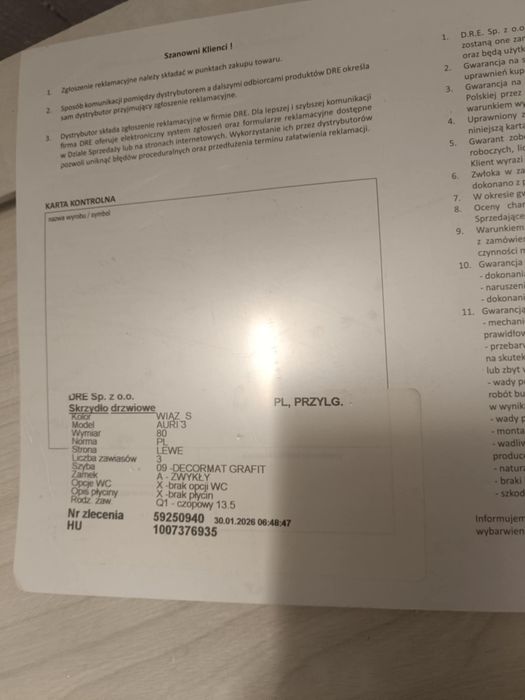 Drzwi wewnętrzne DRE Auri 3 LEWE gwarancja
