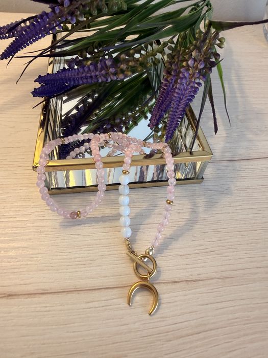 Wisiorek z kamieni naturlanych kwarc rozowy