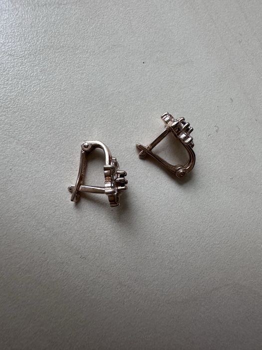 Серьги золото с фианитами детские