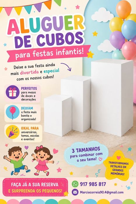 Cubos para festas de aniversário, eventos e casamentos
