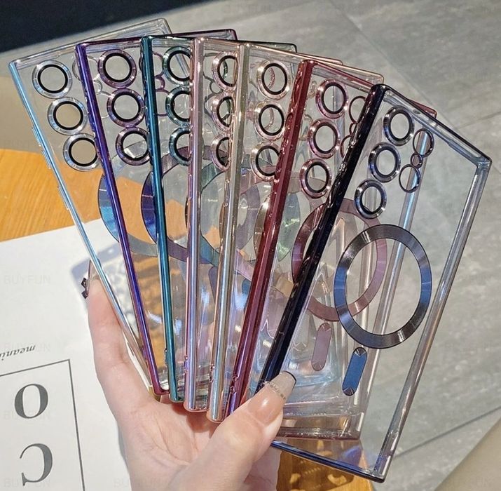 Чехол Chrome Magsafe на Samsung S23 S24 S25 Ultra чохол лінзами камер