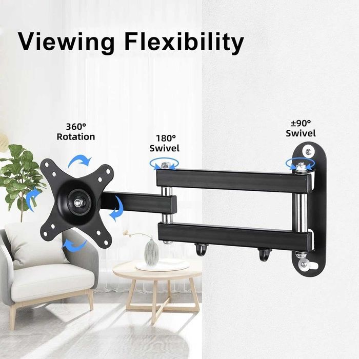 Suporte monitor parede p mais de 15 a 32'' 13 kg girar/inclinar/estender VESA 100 x 100/75 x 75 mm
