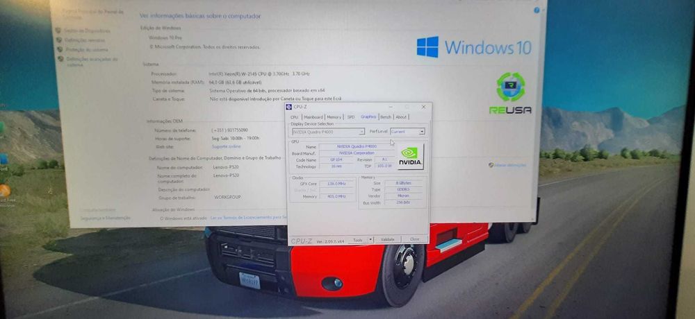 Lenovo P520 9ªG|Xeon-W2145-3.7G|32G|512G+500G|Nvidia-P4000-8G|Kit|5G