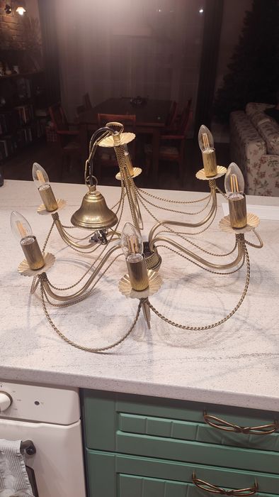 Żyrandol świecznikowy tori złoty