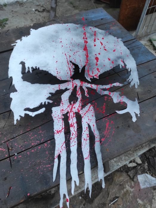 Металеве панно,шеврон Каратель Punisher.  Світильник нічник емблема з металу. Подарунок