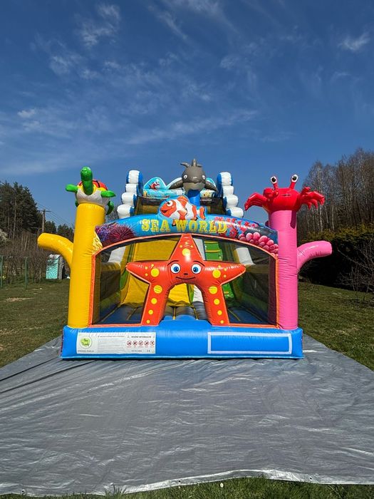 Zjeżdżalnia dmuchaniec trampolina plac zabaw