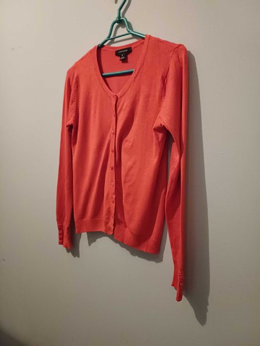 Sweter damski rozpinany, koralowy r. M
