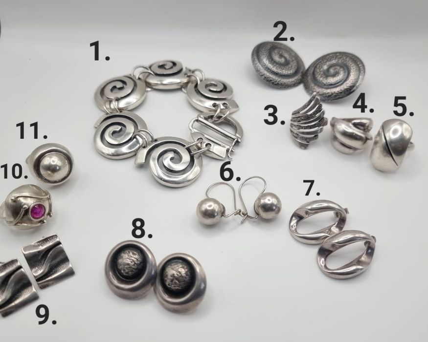 Srebrna biżuteria B Hałatek bransoletka spirala kolczyki pierścionek p