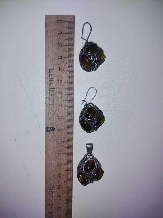 Набор серебро янтарь