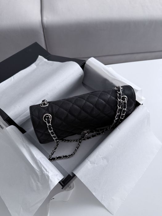 Сумка Chanel 25 Classic Caviar шкіра | чорна | золота,срібна фурнітура