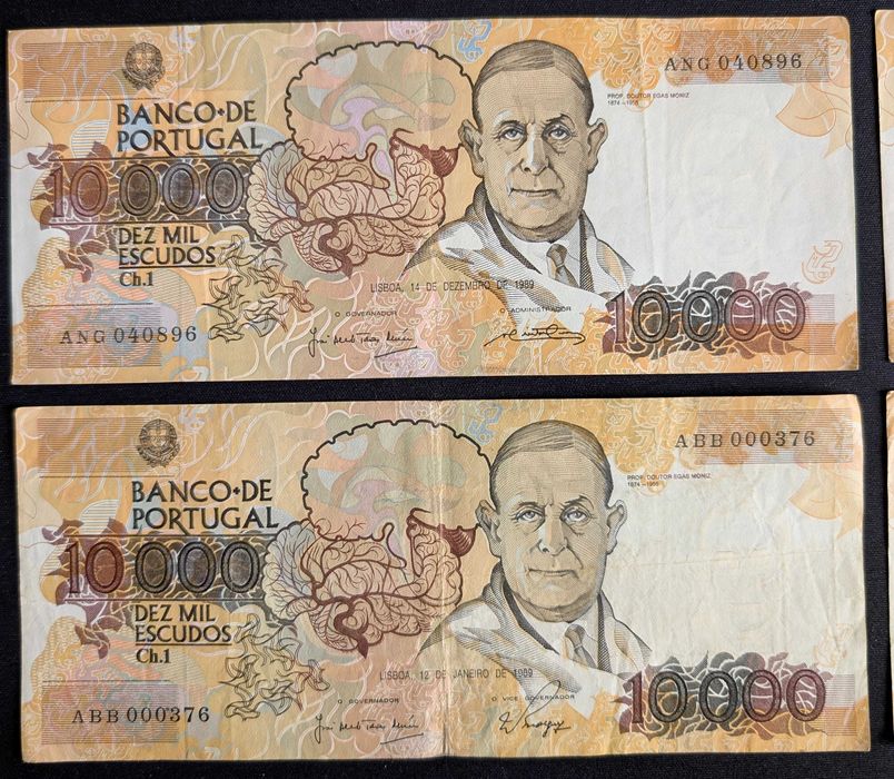 Notas 10000 Escudos - Ch.1 - Prof Doutor Egas Moniz