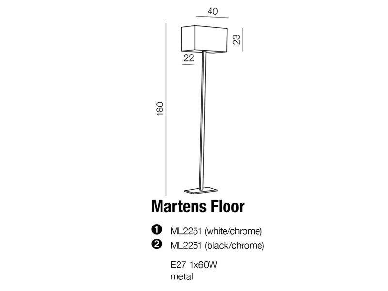 Azzardo Martens lampa podłogowa czarna