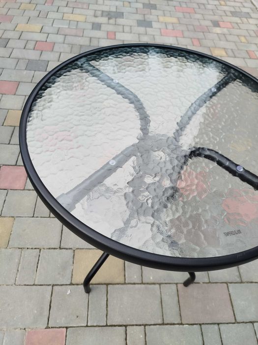 стіл садовий скляний, столик для сада балкона кафе. стол круглый 60 см