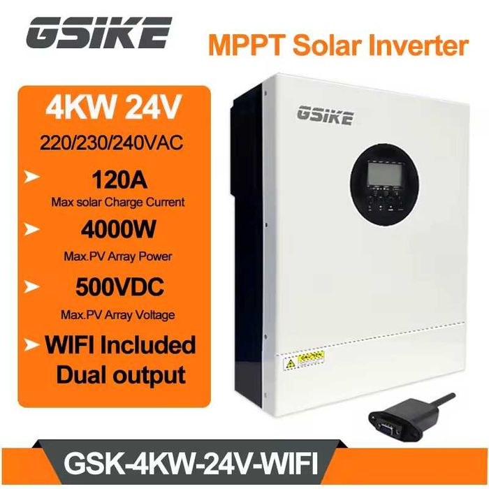 Гібридний інвертор GSIKE 4kW 24V. Чистий синус. Два виходи (Dual Out)
