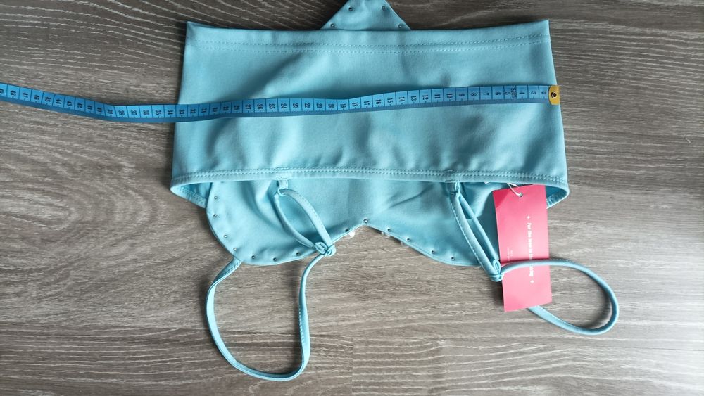 Cudny błękitny top serduszko perełki S