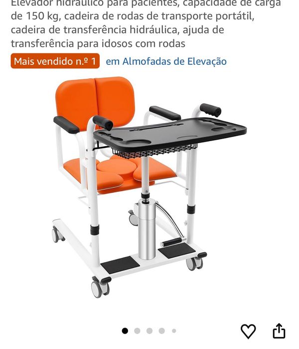 Cadeira/elevador de transferência hidráulica para idoso até 150kg