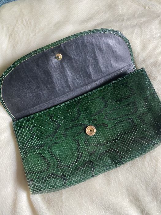 Зелена Сумка клатч шкіра зміі