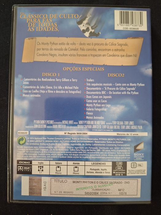 DVD Monty Python e o Cálice Sagado.