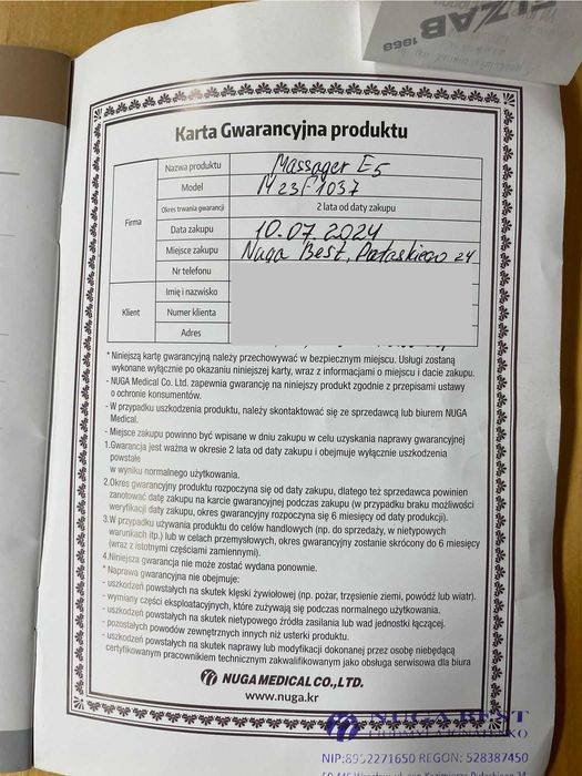 Masażer Nuga Best E5 Gwarancja producenta do 07.2026