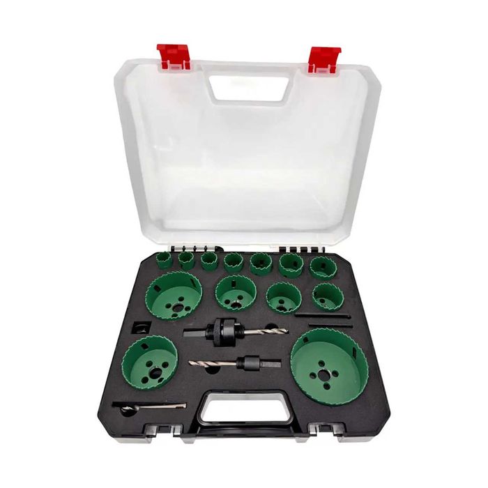 Набір біметалевих коронок, 16 предметів, 19-82 мм для металу та дерева