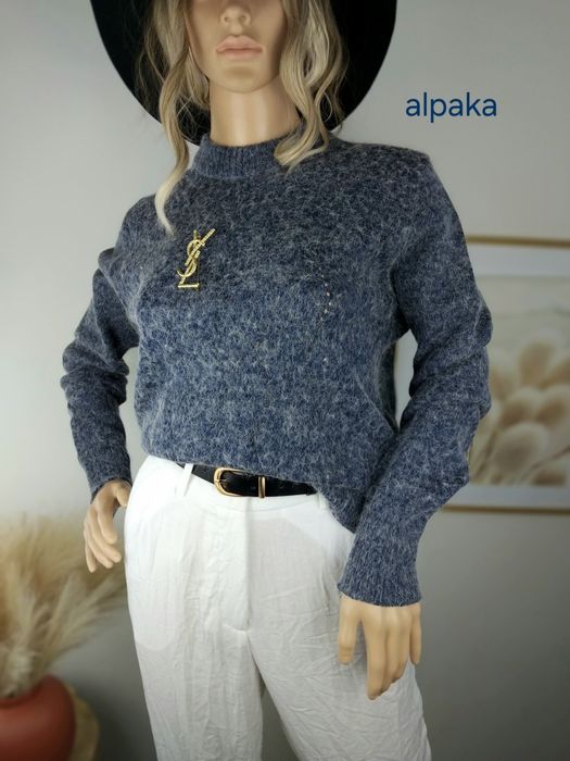 Wełniany sweter z alpaki sweterek bluzka bluza kardigan alpaka wełna M