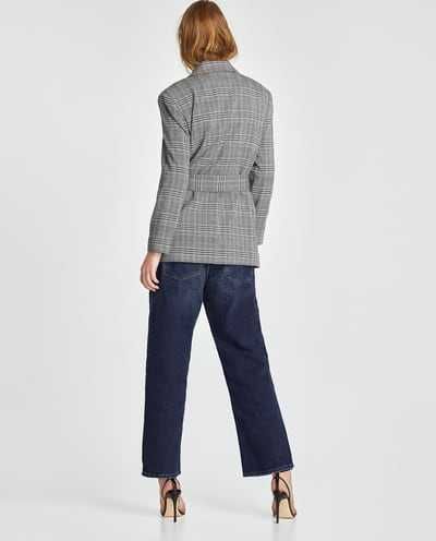 Casaco aos quadrados com cinto Zara - T: M