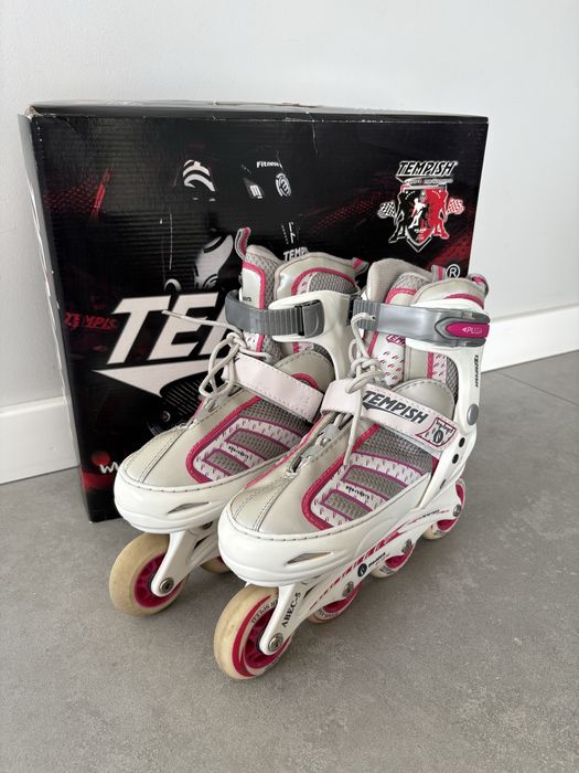 Łyżworolki rolki regulowane biało różowe Tempish 34-37 23 cm