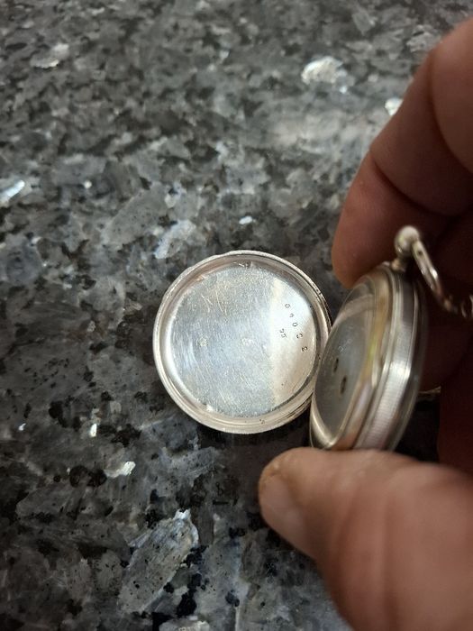 Relógio bolso cilindro prata