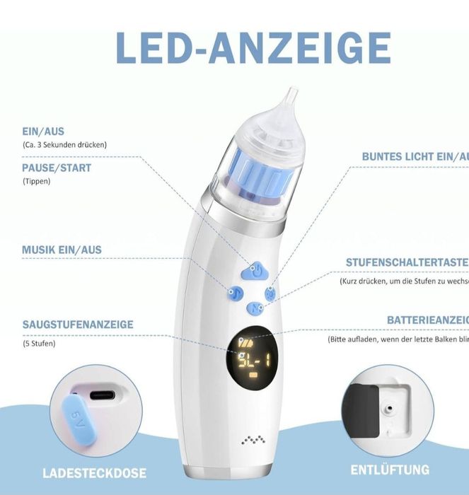 Акумуляторний назальний аспіратор для новонароджених електричний, IP65