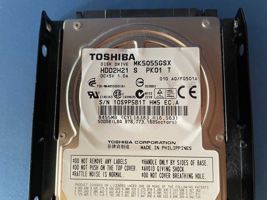 Toshiba Laptop Hard Drive 500GB HDD64750637270273121