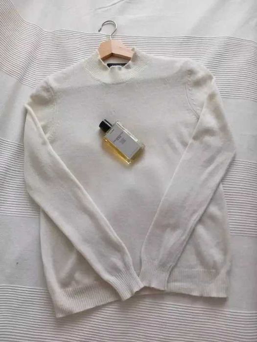 Wełniany sweter kremowy ecru merino wool basic M 38