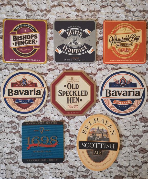 Komplet 8 szt. Podstawki, podkładki, wafel pod piwo, tektura