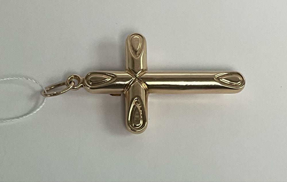 Кулон-крест, золото 585, красное и белое, размер 5,5*3 см