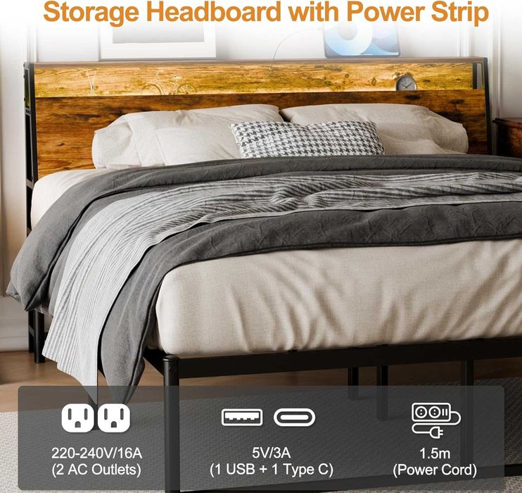 Nowe łóżko / stelaż / rama metalowa / 140x200cm / LED / USB !R258!