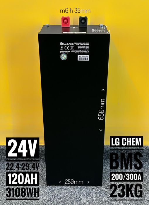 Акумулятор 25.9V 120Ah 3.11kWh BMS 100A LG Chem 7S2P STD/BASIC (Europe) Bluetooth app / для 24V інверторів