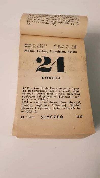 Kartka z kalendarza 1987