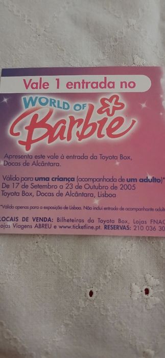 Bilhete World of Barbie, de 2005