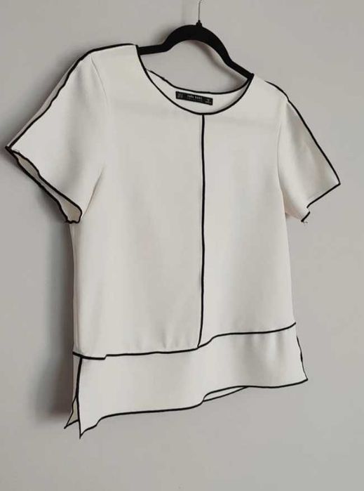 Elegancka biało czarna bluzka Zara