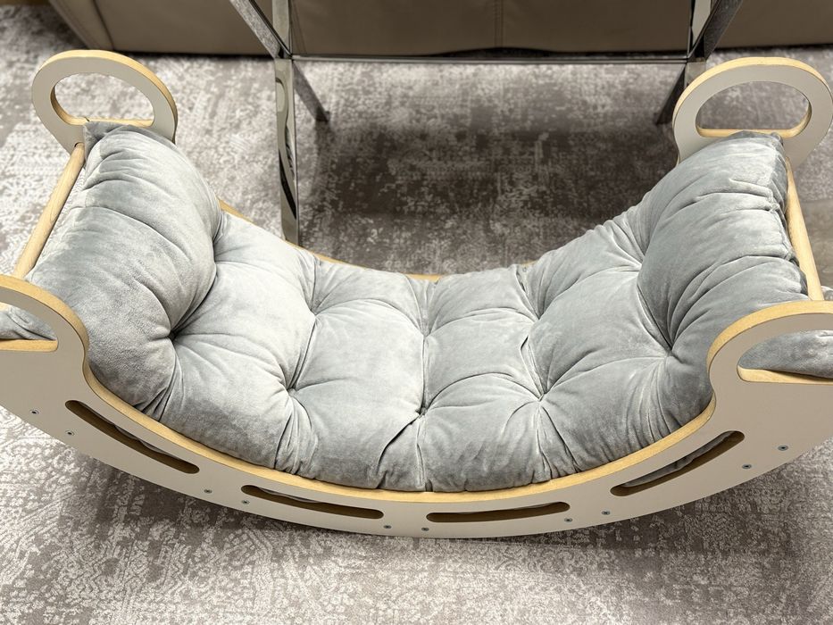 Poduszka welurowa do bujaka montessori 120 x 60 szara