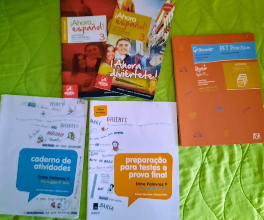 Cadernos de atividades de vários anos e várias disciplinas