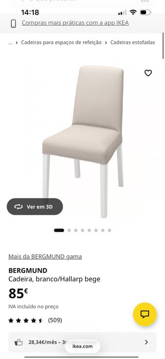 Vento cadeiras ikea bergmund novas