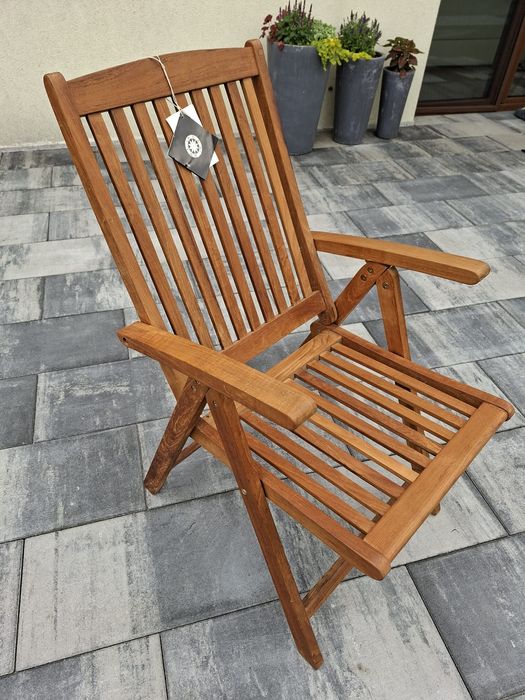 Zestaw ogrodowy stół i 5 krzeseł drewno tekowe