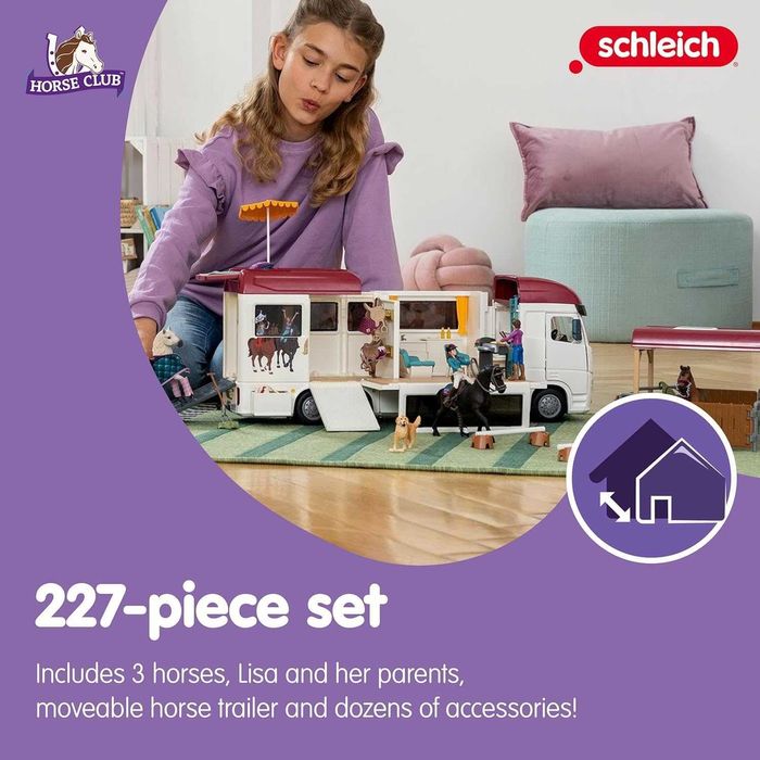 Schleich Horse Club 42619 Транспортер для коней: Кемпер + Аксесуари