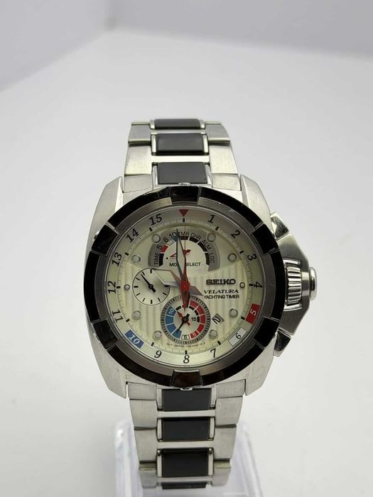 Zegarek Kwarcowy Seiko Velatura Yachting Timer SPC005P1. Biała tarcza