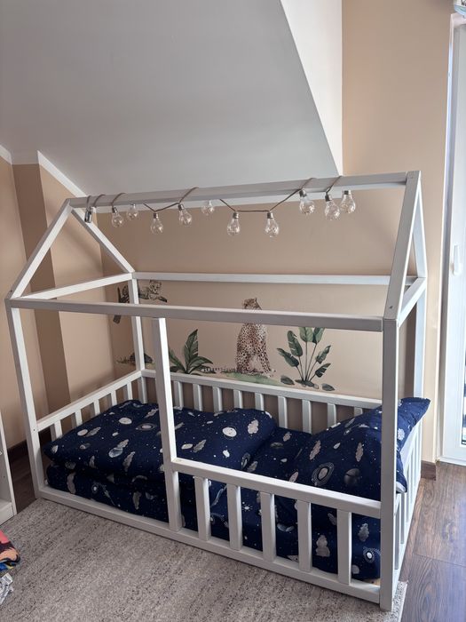 Łóżko dziecięce drewniane domek łóżeczko dla dziecka