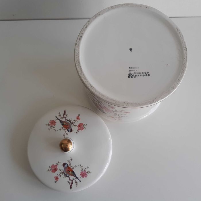 Grande Pote Porcelana Alcobaça c/ Tampa Decor Passarinhos